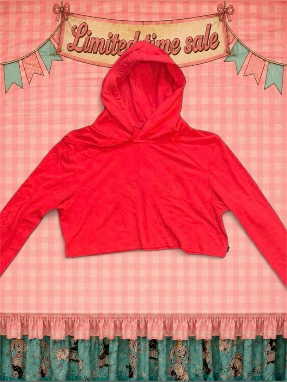 ethika Red Cropped Hoodie